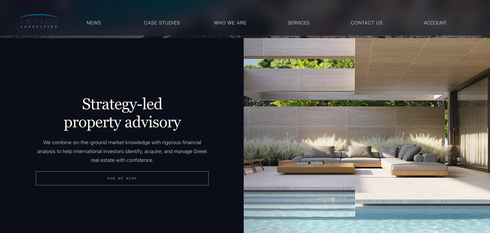 Indigo Consulting website on a space black laptop